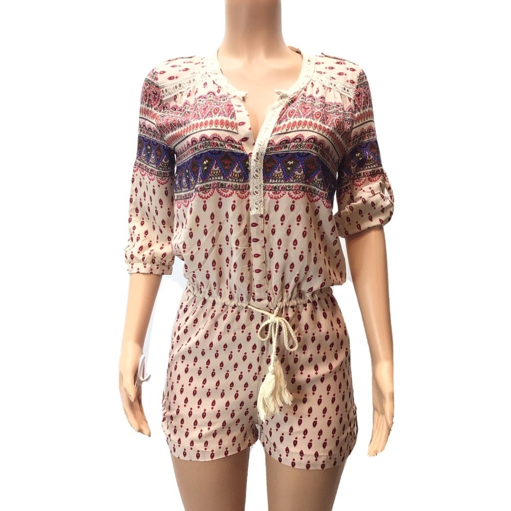 Freeway Juniors Boho Tie Waist Romper